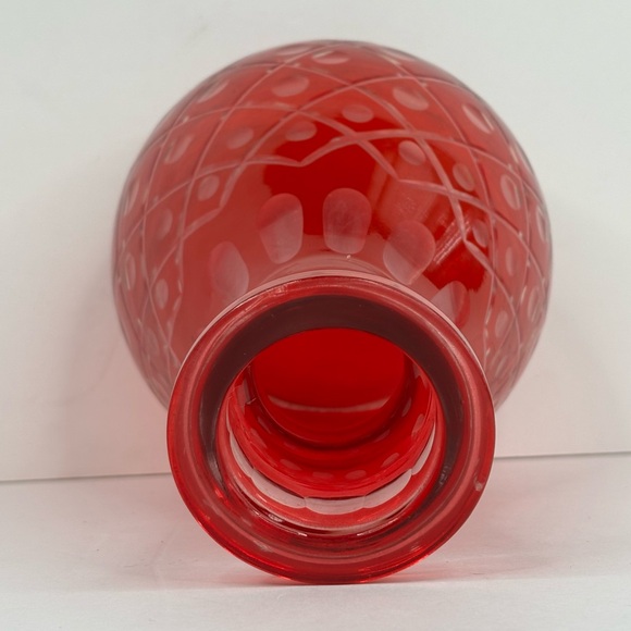 Vintage Red Cut to Clear Decanter Ruby
Base Bohemian Glass Art Vase - Picture 6 of 9